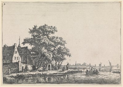 Friedhof am Ufer des Gewässers (Nr. 2 aus einer Serie von 12 Drucken) von Anthonie Waterloo