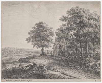 Großer Lindenbaum vor einem Gasthaus von Anthonie Waterloo