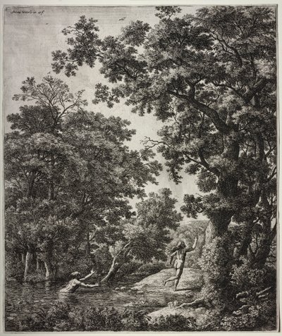 Sechs große aufrechte Landschaften mit Szenen aus Ovids Metamorphosen: Alpheus und Arethusa von Anthonie Waterloo