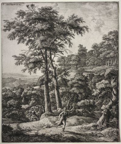 Sechs große aufrechte Landschaften mit Szenen aus Ovids Metamorphosen: Apollo und Daphne von Anthonie Waterloo