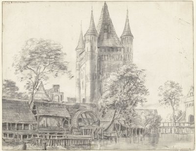 Stadttor Altenbrücker Tor und Wassermühle in Lüneburg bei Hamburg von Anthonie Waterloo