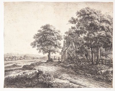 Großer Lindenbaum vor einem Gasthaus von Anthonie Waterloo