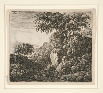 Der kleine Wasserfall, aus einem Satz von 4 Radierungen, B. 3-6 von Anthonie Waterloo