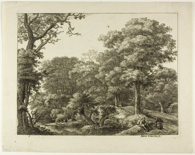 Der Wanderer ruht sich im Wald aus von Anthonie Waterloo