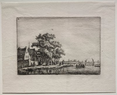Zwölf Landschaften: Platte B, Der Friedhof am Kanal von Anthonie Waterloo