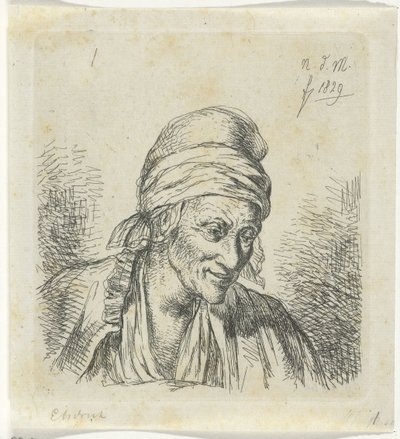 Alte Frau nach rechts von Anthonie Willem Hendrik Nolthenius de Man