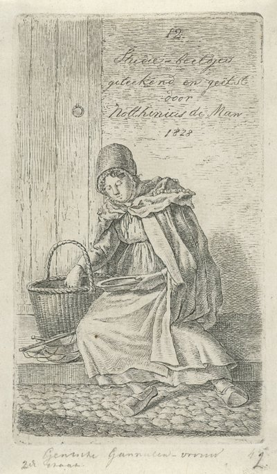 Sitzende Frau mit Korb und Teller von Anthonie Willem Hendrik Nolthenius de Man