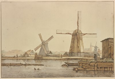 Drei Windmühlen bei Amsterdam von Anthonie van Borssom