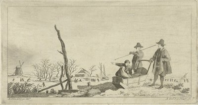 Figuren bei einem Schlitten in einer Winterlandschaft von Anthonij van der Haer