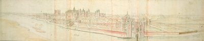 Hampton Court Palace vom Fluss aus, ca. 1544 von Anthonis van den Wyngaerde