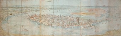 Panoramablick auf Dordrecht, von einem erhöhten Punkt im Westen gesehen von Anthonis van den Wyngaerde