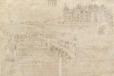 Das Flussufer des Richmond Palace und der Privy Gardens von Anthonis van den Wyngaerde