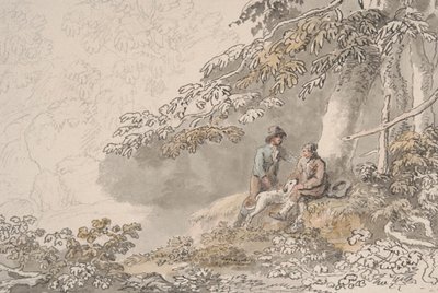 Zwei Jungen und ein Hund im Wald von Anthony Devis