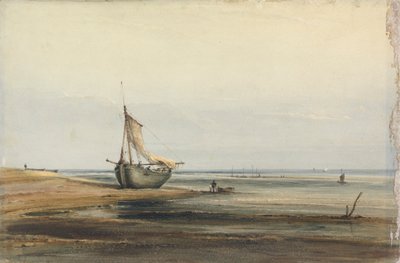 Küstenszene mit einem gestrandeten Boot von Anthony Vandyke Copley Fielding