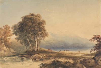 Gebirgige Landschaft mit See und Bach von Anthony Vandyke Copley Fielding
