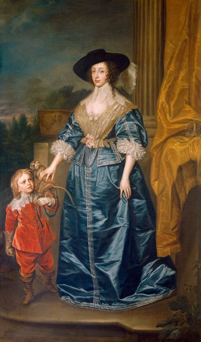 Königin Henrietta Maria und der Zwerg Sir Jeffrey Hudson von Anthony van (after) Dyck