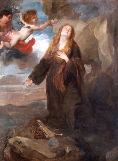 Heilige Rosalie, von zwei Engeln mit Rosen gekrönt von Anthony van (after) Dyck