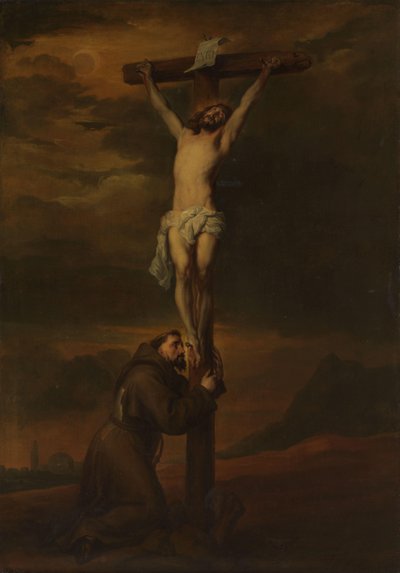 Der heilige Franziskus trauert am Fuß des Kreuzes von Anthony van Dyck (possibly copy after)