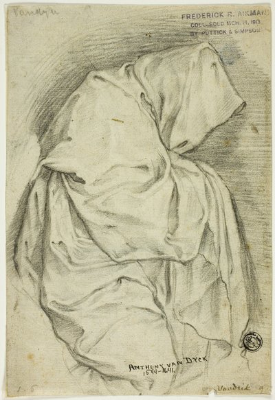 Gehüllte Figur (recto); Zwei Skizzen von Schwänen im Wasser (verso) von Anthony van Dyck