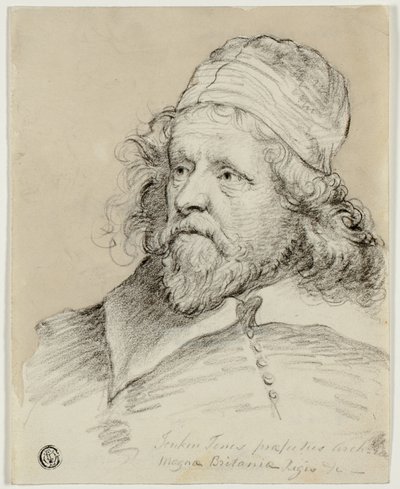 Inigo Jones (recto); Skizze eines weiblichen Kopfes (verso) von Anthony van Dyck