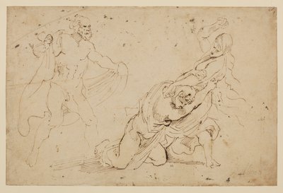 Junons Rache an Callisto, Studie eines Mannes und einer Frau, die eine andere Frau angreifen von Anthony van Dyck