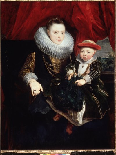 Porträt einer jungen Frau mit Kind von Anthony van Dyck