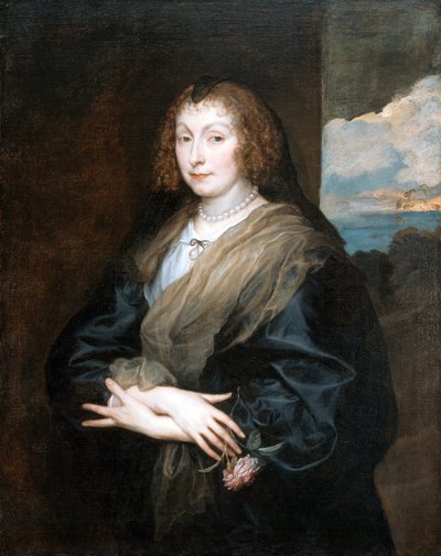 Porträt einer Frau mit einer Rose, zwischen 1635 und 1639 von Anthony van Dyck
