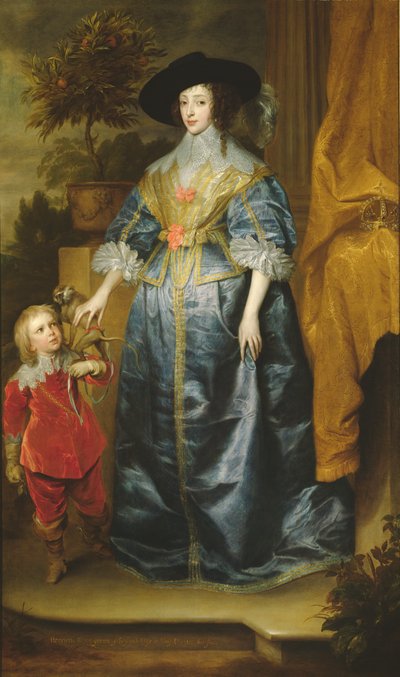 Königin Henrietta Maria und ihr Zwerg Sir Jeffrey Hudson, ca. 1633 von Anthony van Dyck