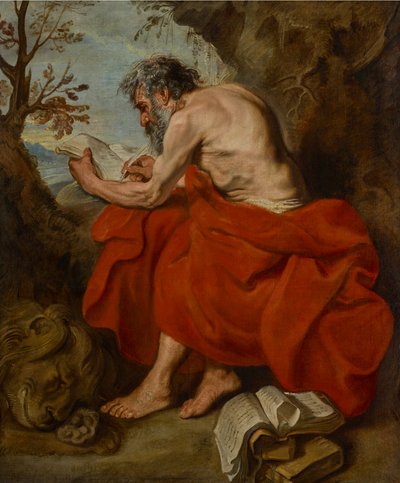 St. Hieronymus als Einsiedler in einer Landschaft, lesend von Anthony van Dyck