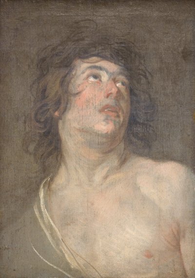 Studienkopf eines jungen Mannes, der nach oben schaut. St. Sebastian von Anthony van Dyck