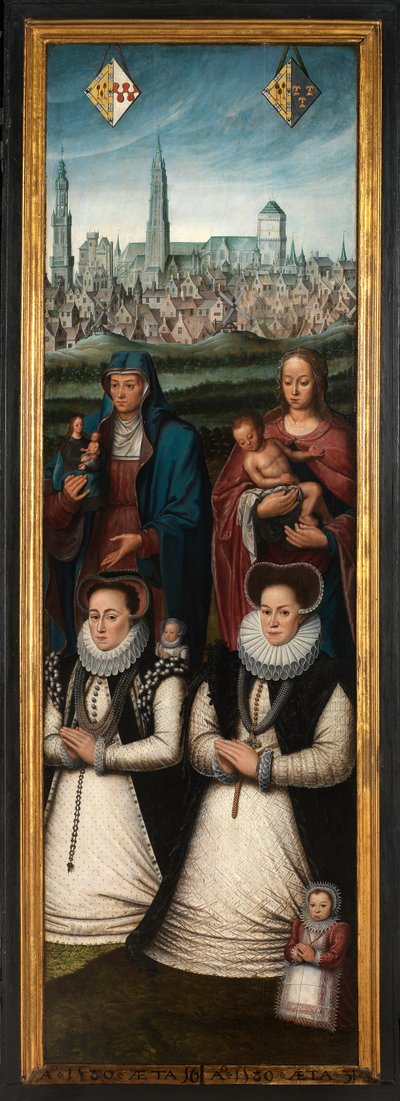 (Detail) Porträt von Juan Pardo II und seinen Frauen Anna Ingenieulandt und Maria Anchemant von Anthuenis (1536 1613) Claeissins or Claeissens