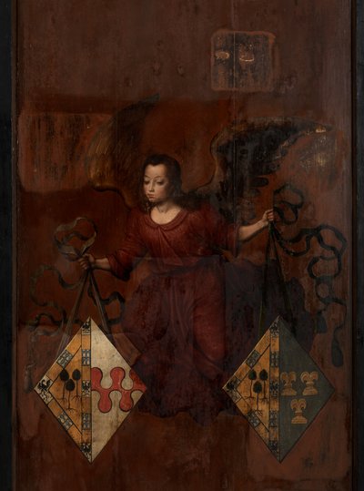 Rückseite des Porträts von Juan Pardo II und seinen Frauen Anna Ingenieulandt und Maria Anchemant von Anthuenis (1536 1613) Claeissins or Claeissens