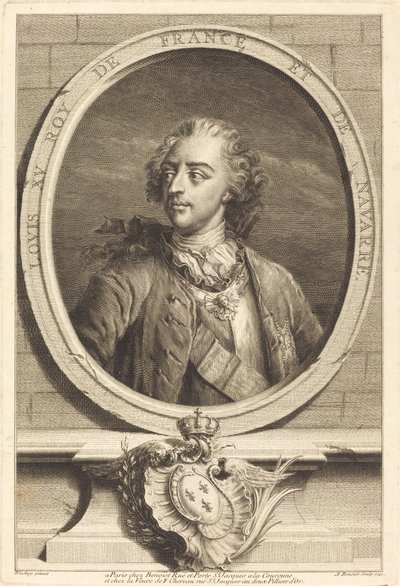 Ludwig XV., König von Frankreich von Antoine Benoist after Jakob Christoffel Le Blon after Nicholas Blakey