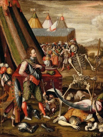 Der Dialog des Prinzen mit dem Tod. Allegorie der Schrecken des Krieges, 1540er Jahre von Antoine Caron