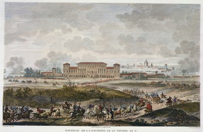 Die Schlacht von La Favorite, 25. Nivose, Jahr 5 (Januar 1797) graviert von Jean Duplessi-Bertaux (Aquatinta) von Antoine Charles Horace Vernet