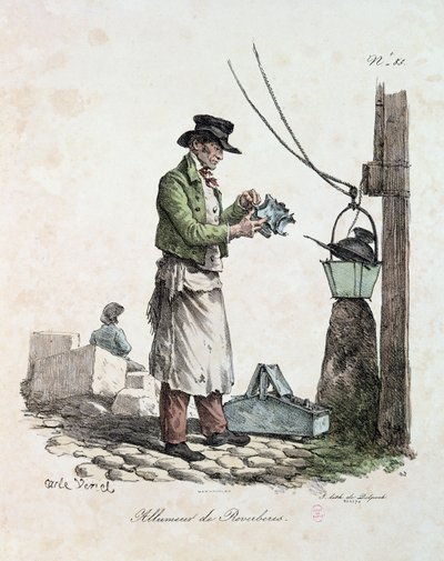 Der Laternenanzünder, graviert von Francois Seraphin Delpech (1778-1825) von Antoine Charles Horace Vernet