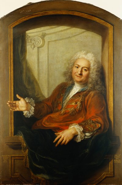 Porträt von Monsieur Dupille, Halbfigur, in einem Gewand am Rand eines Fensters sitzend, 1733 von Antoine Coypel