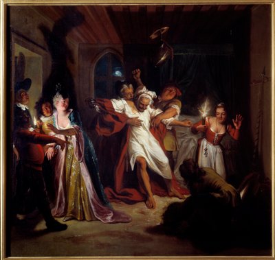 Schlafender Don Quixote kämpft gegen die Schläuche von Antoine Coypel