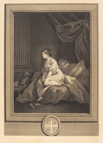 Wenn er mir auch so treu wäre von Antoine Francois Dennel after Jean Honoré Fragonard