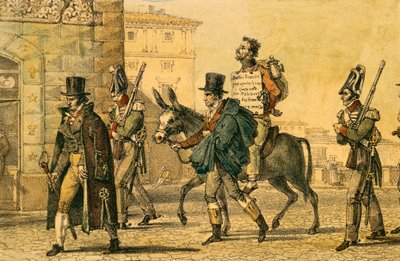 Bestrafung, die das Durchführen durch die Straßen auf einem Esel beinhaltete von Antoine Jean Baptiste Thomas
