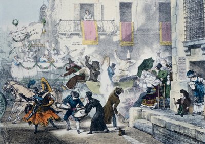 Konfettiwerfen während des Karnevals in Rom von Antoine Jean Baptiste Thomas