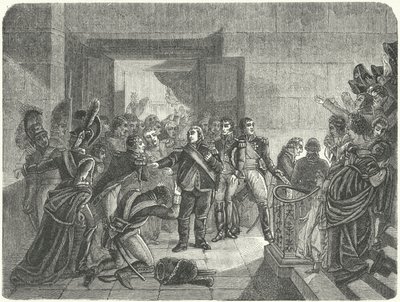 Ludwig XVIII. verlässt den Tuilerienpalast, nachdem er von Napoleons Rückkehr aus Elba erfahren hat von Antoine Jean (after) Gros
