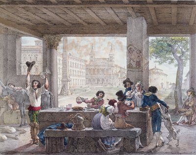 Gasthaus in Rom, graviert von Francois Alexandre Villain, ca. 1820-30 von Antoine Jean Baptiste Thomas