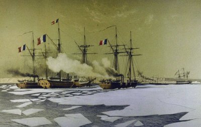 Eisbrechen im Dnjepr-Liman für den Durchgang von schwimmenden Batterien, 1855-1856, 1860 von Antoine Leon Morel Fatio