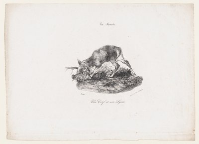 Ein Hirsch und ein Luchs, 1834 von Antoine Louis Barye