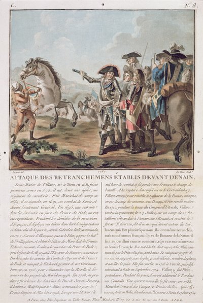 Angriff auf die Schützengräben vor Denain, 1712, graviert von Louis Le Coeur, 1787 von Antoine Louis Francois Sergent Marceau