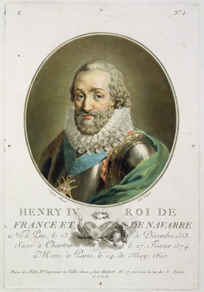 Porträt von Henri IV, König von Frankreich und Navarra (1553-1610), graviert von Ride von Antoine Louis Francois Sergent Marceau