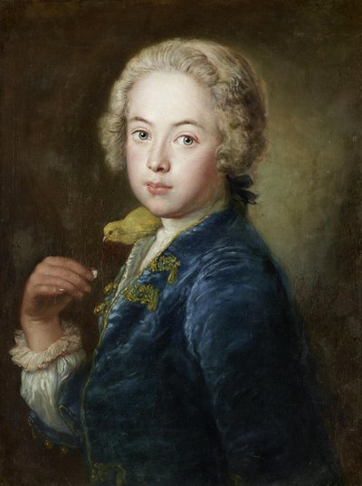 Vollrat (?) de Rège, Enkel des Künstlers, mit einem Kanarienvogel von Antoine Pesne