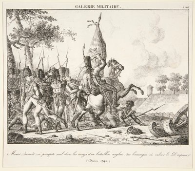 Menier (Husar) wirft sich allein in die Linie eines englischen Bataillons, tötet den Fähnrich und erobert die Fahne (Druten, 1795) von Antoine Pierre Mongin