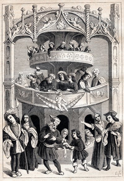 Frontispiz von „Le Grant Therence en Francois“ von Antoine Verard (aktiv 1485-1512) - Theatervorstellung im 16. Jahrhundert von Antoine Verard